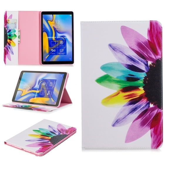 Galaxy Tab A 10.5 2018 Case, Allytech PU Leather Stand Flip Folio Wallet Cases and Covers with Cash Card Slots for Samsung Galaxy Tab A 10.5 SM-T590/T595/T597 Tablet, Sun Flower