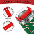 thumbnail image 3 of Christmas Tumbler with Handle 40oz Candy Cane Tumbler with Lid Straw Green Red Xmas Winter Stainless Steel Cup for Home Office Travel, 3 of 6