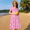thumbnail image 6 of Horeoi Breast Cancer Awareness (3) Print Women's Short Sleeve Dress Breathable Polyester-Spandex All-Over Print A-Line Side Pockets Elastic Waist, 6 of 6