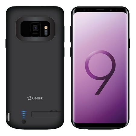 Cellet Case - Samsung Galaxy S9, 5000mAh Rechargeable External Power Case for Samsung Galaxy S9 - Black - by Cellet (Fingerprint Access is Not Available with this case)