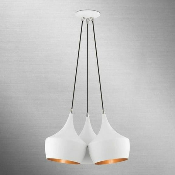 3 Light Cluster Pendant in Mid Century Modern Style-18.5 inches Tall and 20.5 inches Wide-White Finish Bailey Street Home 218-Bel-4615559