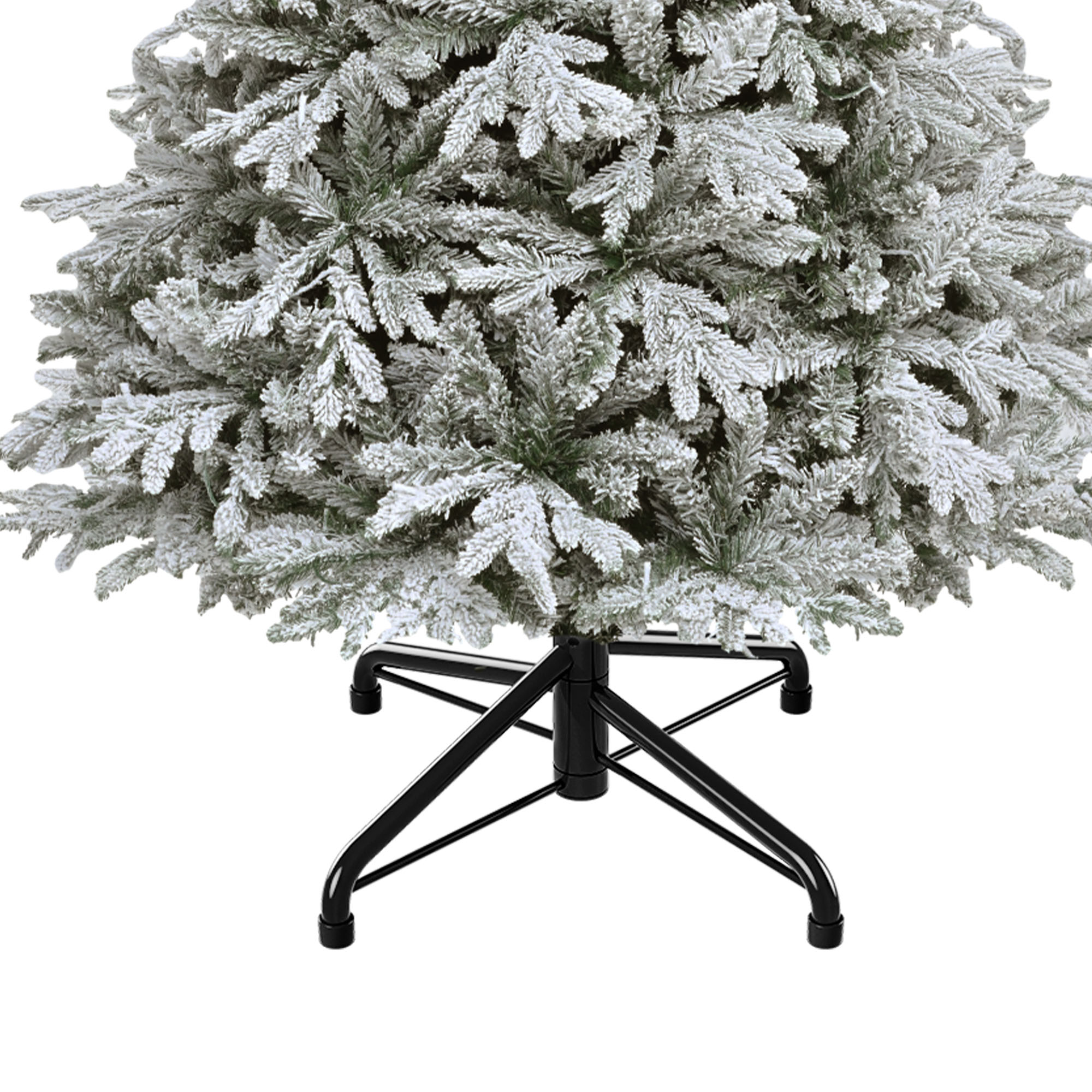 Uforic 6ft Pre-Lit Hinged Flocked Artificial Christmas Tree with 1225 PE & PVC Mixed Tips & 260 Lights, Canaan Fir Christmas Tree, Remote Control, 11 Light Modes, White Flocked