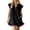 Black, variant on Womens Cap Sleeve Half Zip Ruffle Mini Dress Loose Fit Lapel V Neck Sleeveless Frill Hem Short Dress with Pockets