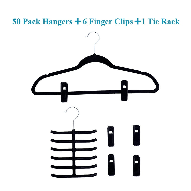 Premium Velvet Hangers (Pack of 50) Heavyduty- Non Slip No Shoulder Bump  Suit Hangers - Chrome Hooks