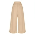 thumbnail image 4 of LLYwey Women Wide Leg Pants Ladies Summer Thin Of the New Chinese Disk Buckle Style Design Loose Casual Pants Pants New Full Length Pants Trousers Regular Fitted Beige L, 4 of 5