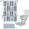 thumbnail image 2 of FMSHPON Cat 4 Piece Bathroom Set Shower Curtain Bath Rug Contour Mat and Toilet Lid Cover, 2 of 6