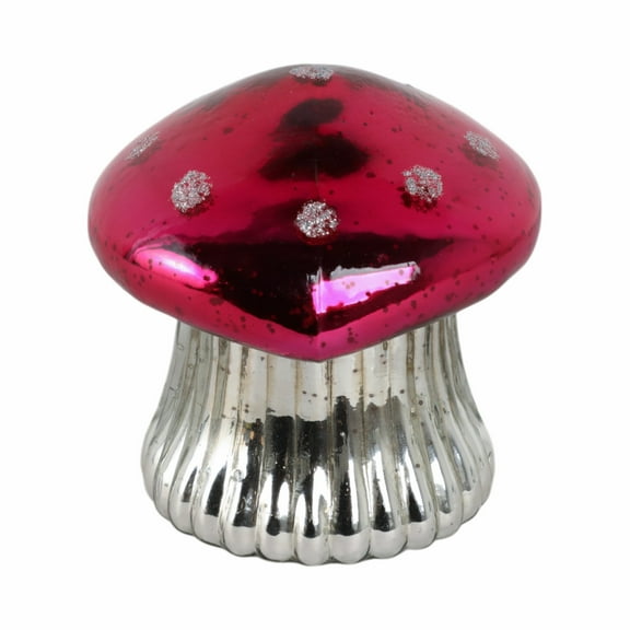 Mushroom Glass Candle Holder with Soy Wax Candle - Boho Glam Decor for Living Room, Bedroom & Office - 6" Pink