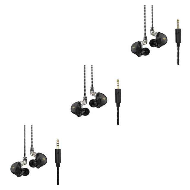 Cateissary Auriculares de 3,5mm con cable para correr con cancelación de ruido, Control de línea en la oreja, auriculares portátiles para ordenador No.01 3piezas