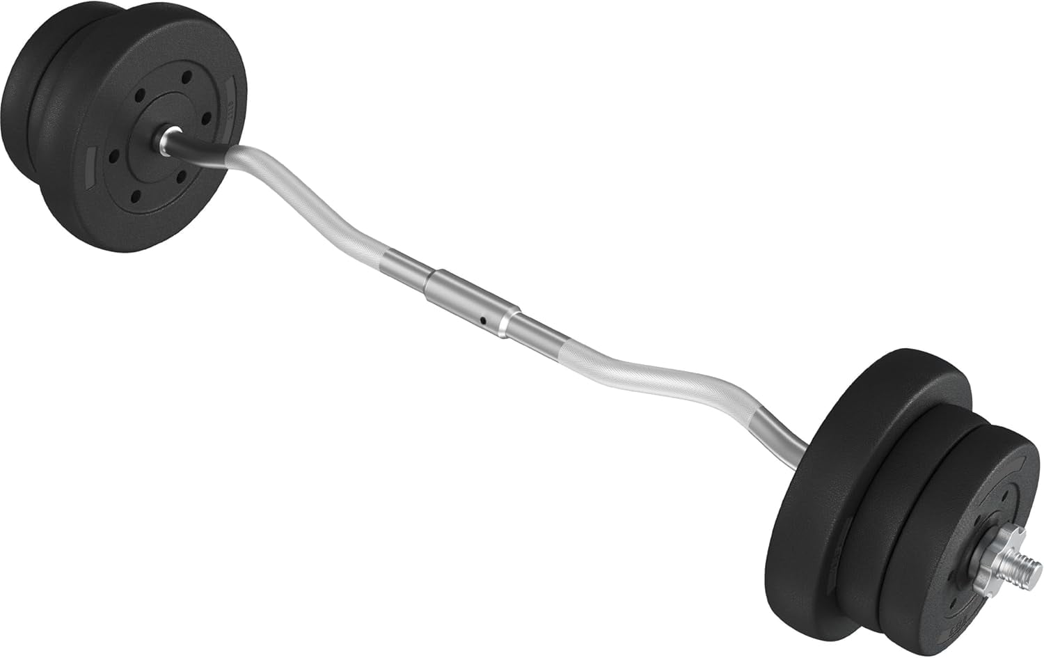 Libra 55 lbs Barbell Set Olympic Curl Bar Weights & 2 Olympic Barbell Clamps Strength Training Bars