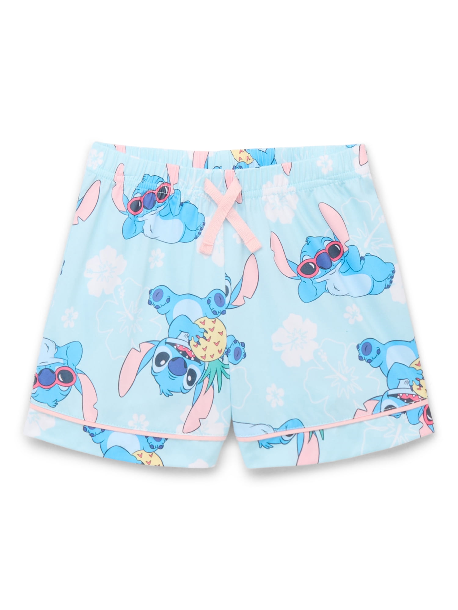 Stitch Girls Button Front Top and Shorts Pajama Set, 2-Piece, Sizes 4-12