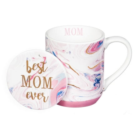 Ceramic Cup w/ Ornament/Coaster Gift Set, 10 oz., Mom