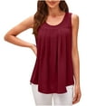 thumbnail image 1 of Débardeurs d'Été pour Femmes Tendance Col Rond Boutons Dentelle Tunique Sans Manches Chemises Décontractées Confortables pour Sortir Blouse Tees Bleu, 1 of 4