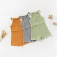 thumbnail image 4 of JLFKNG Girls Summer Romper Simple Solid Color Ribbed Jumpsuit Breathable Loose Fit Sleeveless Crew Neck Overalls Comfy Babys Clothes, 4 of 6