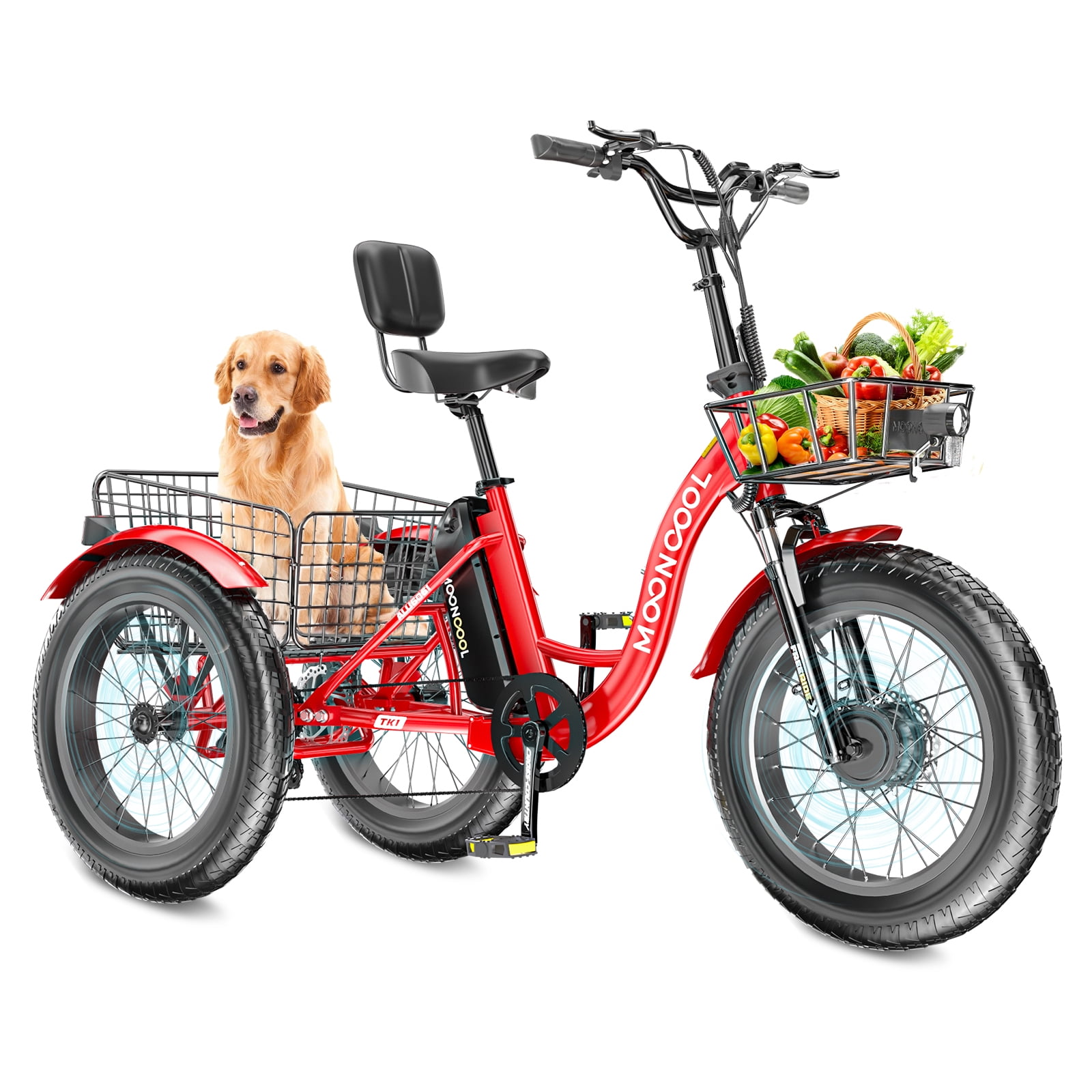 Lilypelle 7-Speed Electric Tricycle with 20" x 4" Fat Tires for Adults,500W 48V 14.5Ah Lithium Battery ,3 Wheels Electric bike with Front & Rear Basket for Men, Women,Senior