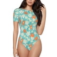 thumbnail image 2 of Picia Cute Sloth on Floral Tree Womens One Piece Swimsuits Modest Tummy Control Bathing Suits Lace Up Slimming Swim Suit-Small, 2 of 9