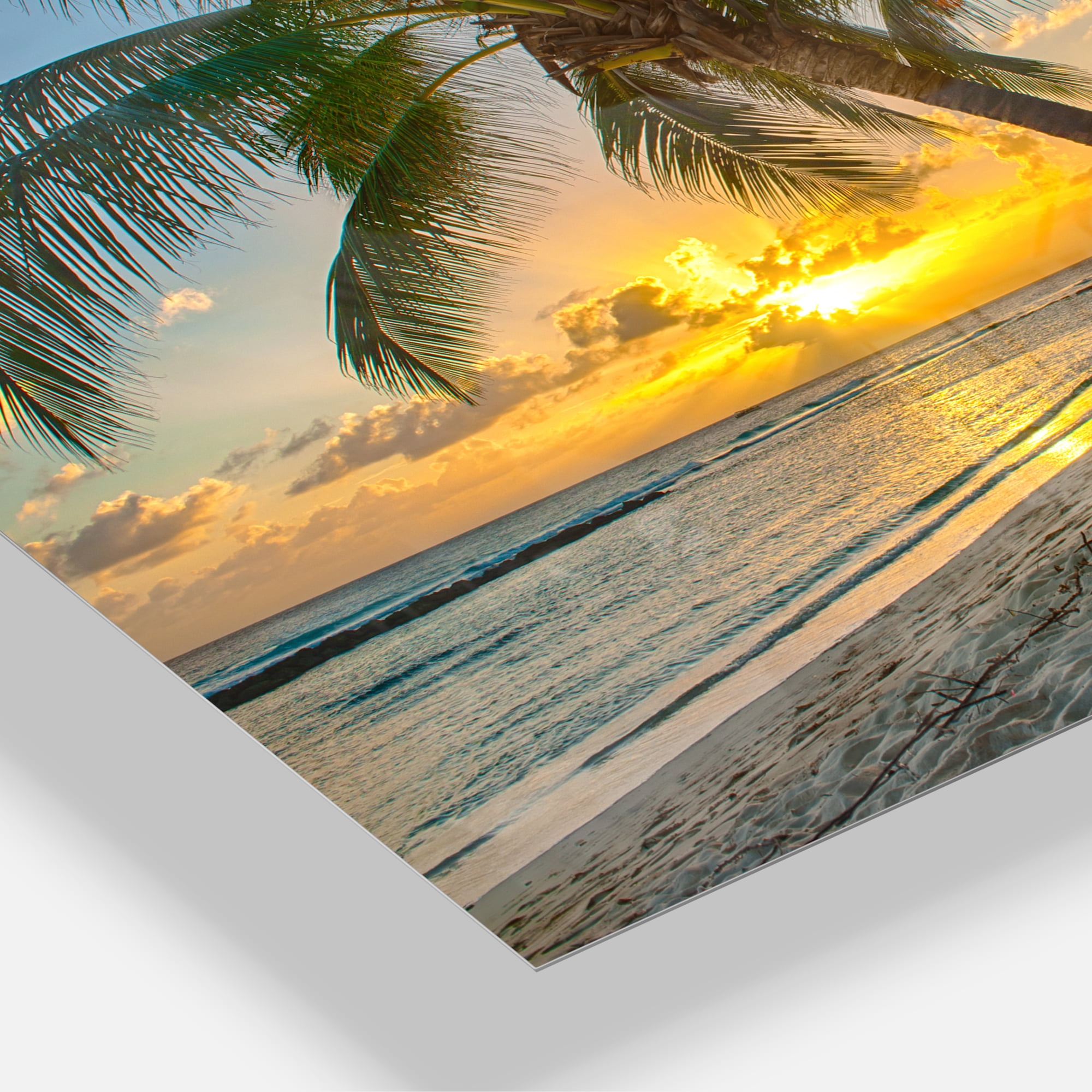 Beach in Caribbean Island of Barbados 28 in x 60 in Painting Art Prints, by Designart