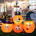 thumbnail image 1 of Costway 5 FT Long Halloween Inflatable Decoration 4 Pumpkin Lanterns Combo with Pirate, 1 of 10