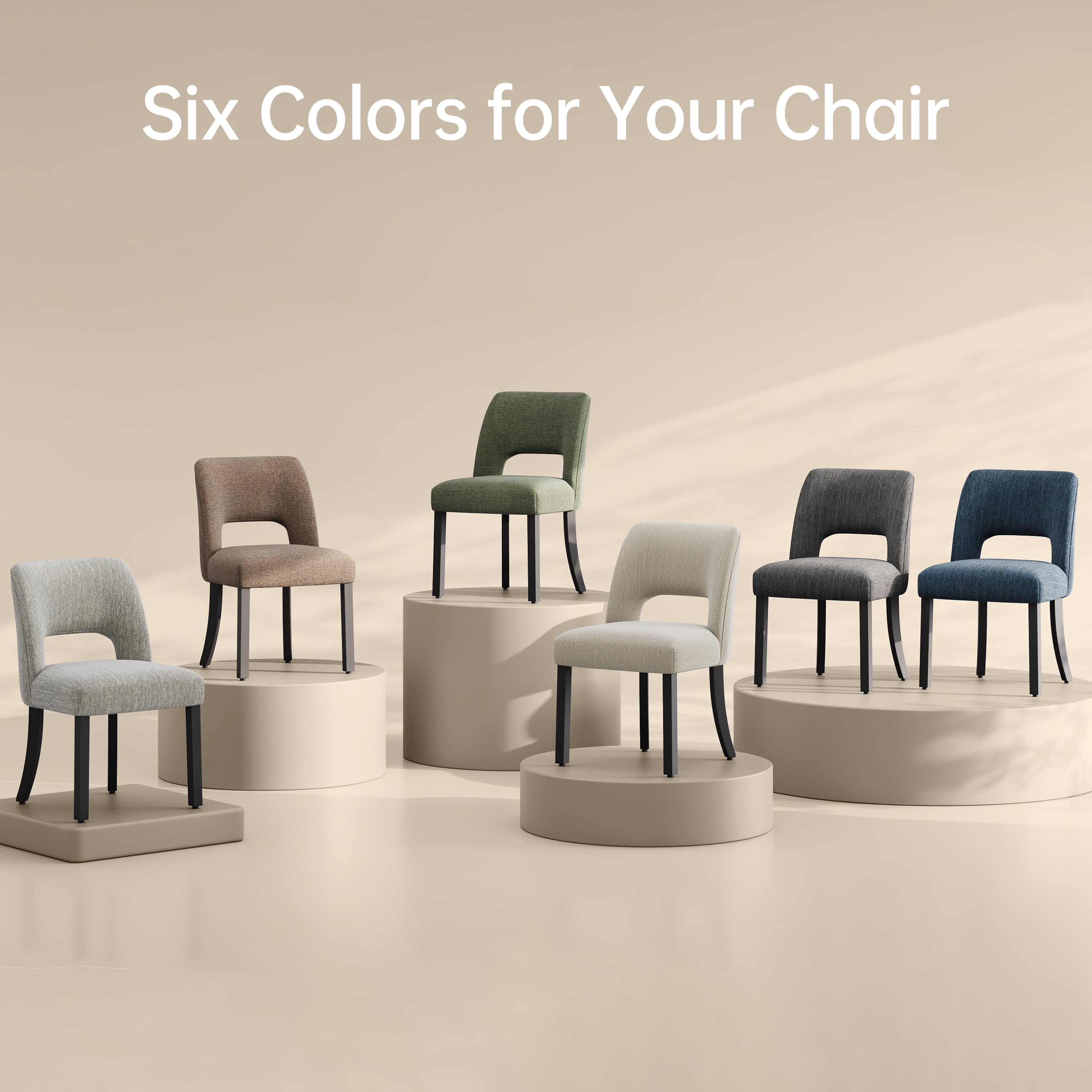 Vknow Furniture Wooden Dining Chairs Set of 4, Modern Fabric Upholstered Dining Room Chair Kitchen Chairs, Farmhouse Dinner Chair for Kitchen Dining Room, Brown