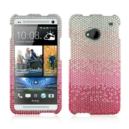 Htc Diamond Design Snap - HTC One M7 Case, by Insten Rhinestone Diamond Bling Hard Snap-in Case Cover For HTC One M7