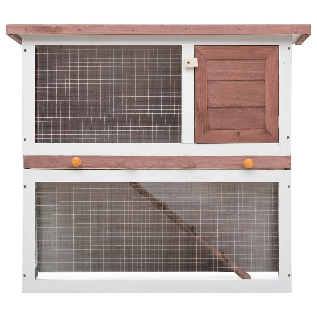 vidaXL Rabbit Hutch Bunny Cage House with Pull Out Tray Ramp Solid Pine Wood