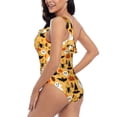 thumbnail image 4 of Salouo Happy Halloween Pattern One Shoulder Ruffled One Piece Swimsuit for Women V Neck Swimwear Tummy Control Bathing Suit-X-Large, 4 of 6