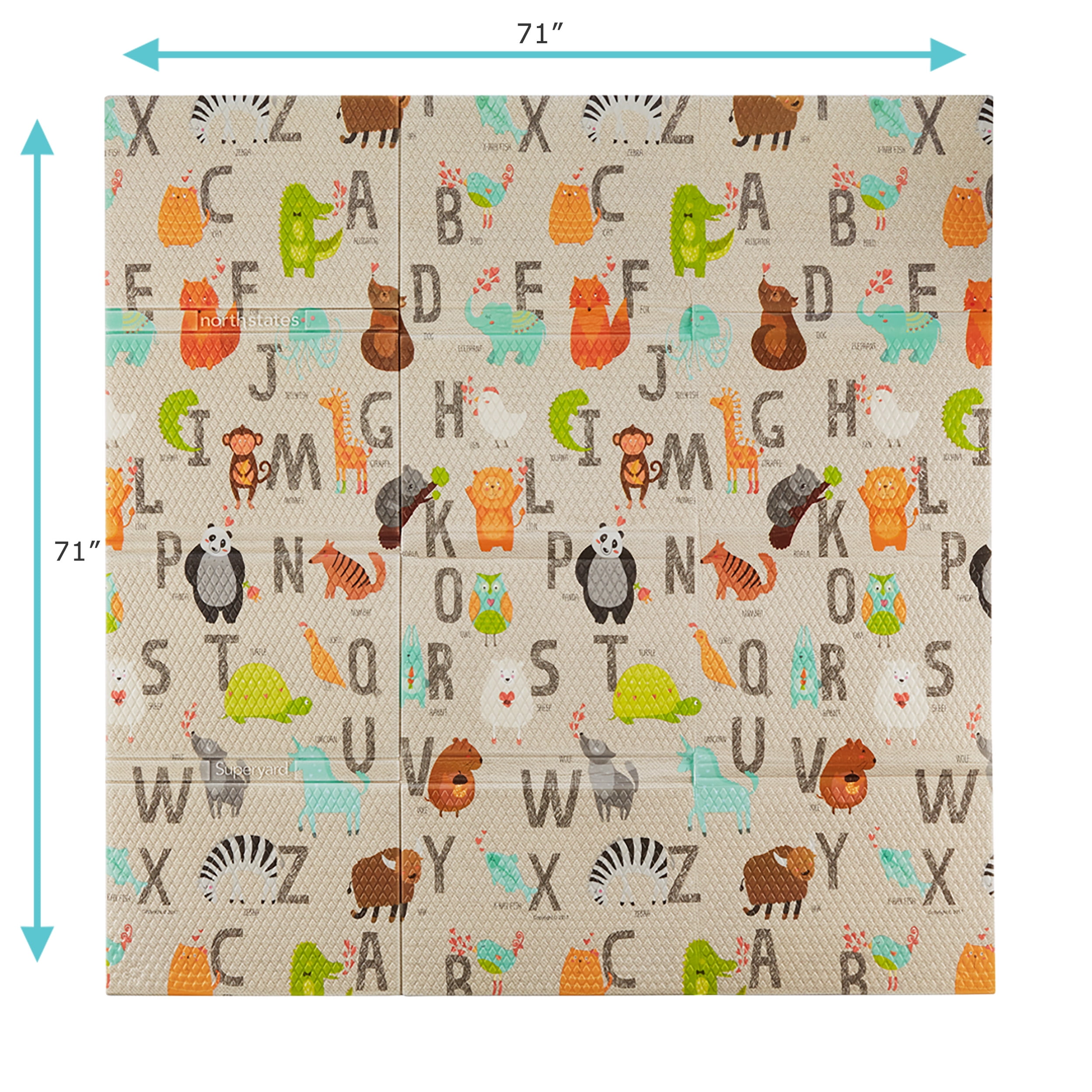 Toddleroo by North States Superyard Folding ABC Play Mat for Babies, 71" x 71"
