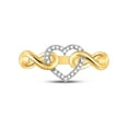 thumbnail image 2 of FB Jewels 10kt Yellow Gold Womens Round Diamond Infinity Twist Heart Ring 1/10 Cttw, 2 of 4