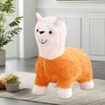 thumbnail image 4 of Chanana Llama-Shaped Footstool with Fleece Cover, Kids Seat/Footrest for Living Room, Orange, 4 of 9