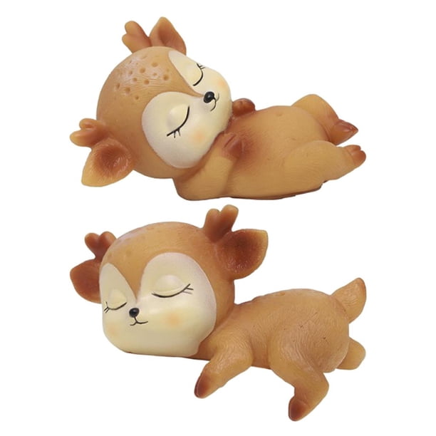 Adorables figuras decorativas en miniatura de resina de un cervatillo durmiendo estilo 5 6