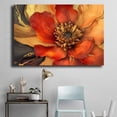 thumbnail image 4 of Mudket Red Orange Flower with Gold and Black Accents Canvas Wall Art, Framed Floral Print, Ready to Hang Wall Decor for Living Room, Luxury Modern Artwork - 12"L x 8"W, 4 of 10