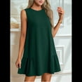 thumbnail image 4 of Vestido Tipo Chaleco Sin Mangas con Cuello Redondo en Color Liso, Verde Oscuro, Talla XL, 4 of 6