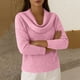 thumbnail image 5 of Uootdi Women's Waffle Knit Tops Cowl Neck Long Sleeve Clothes Trendy Casual Loose Relaxed Fit Knit Pullover Gift, 5 of 8