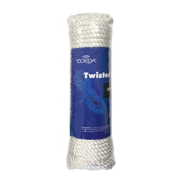 Twisted Rope, White, Nylon, 3/8" x 100'