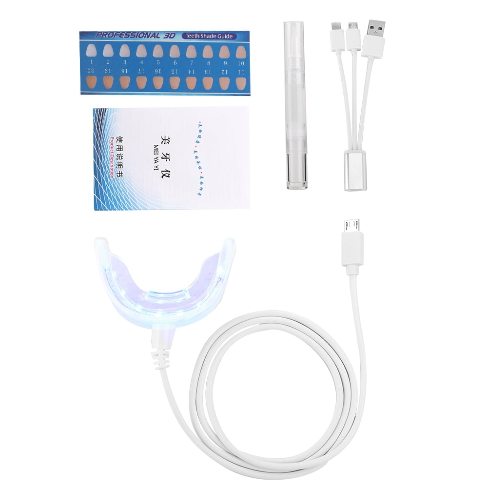 Tebru Portable Cold Blue Light LED Teeth Whitening Device with 30ml