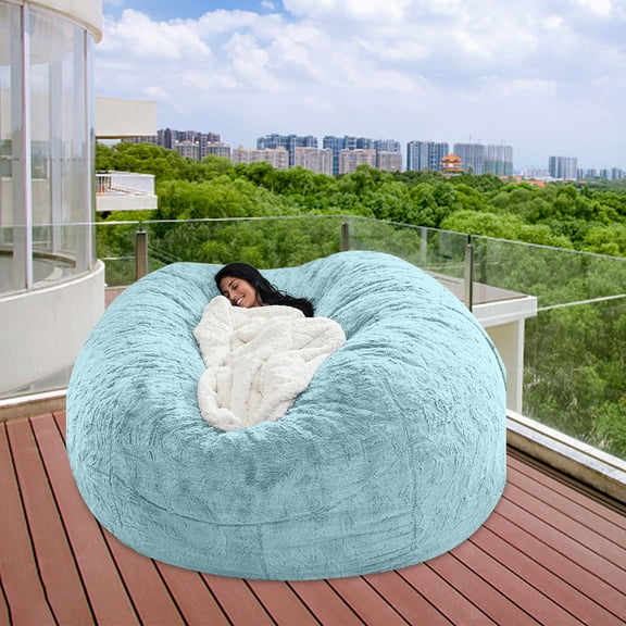Lunxisen 1 Pcs Fluffy Beanbag Chairs Cover Only, Stuffed Animal Storage Bean Bag, Washable Lazy Sofa Beanbag Cover without Filler.(180*90cm)