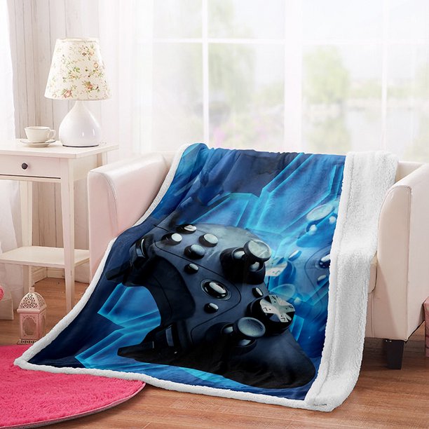 Gamer Throw Blanket Fleece Blanket with Gaming Controller Pattern, Game