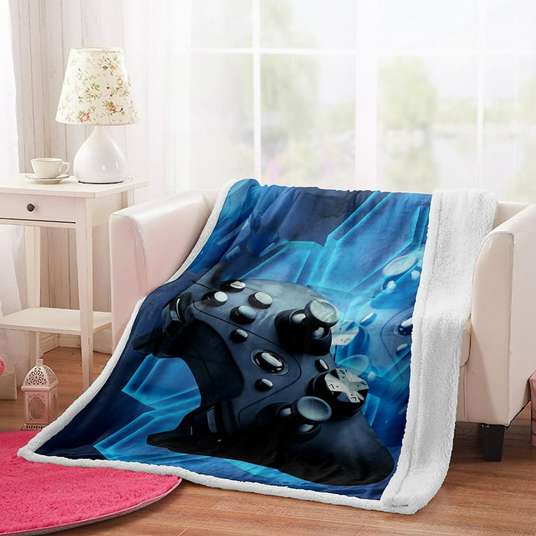Gamer Throw Blanket for Boys Gaming Fleece Blanket Cool Games Gamepad Sherpa Blanket Kids Teens Game Room Decor Bed Cover Walmart