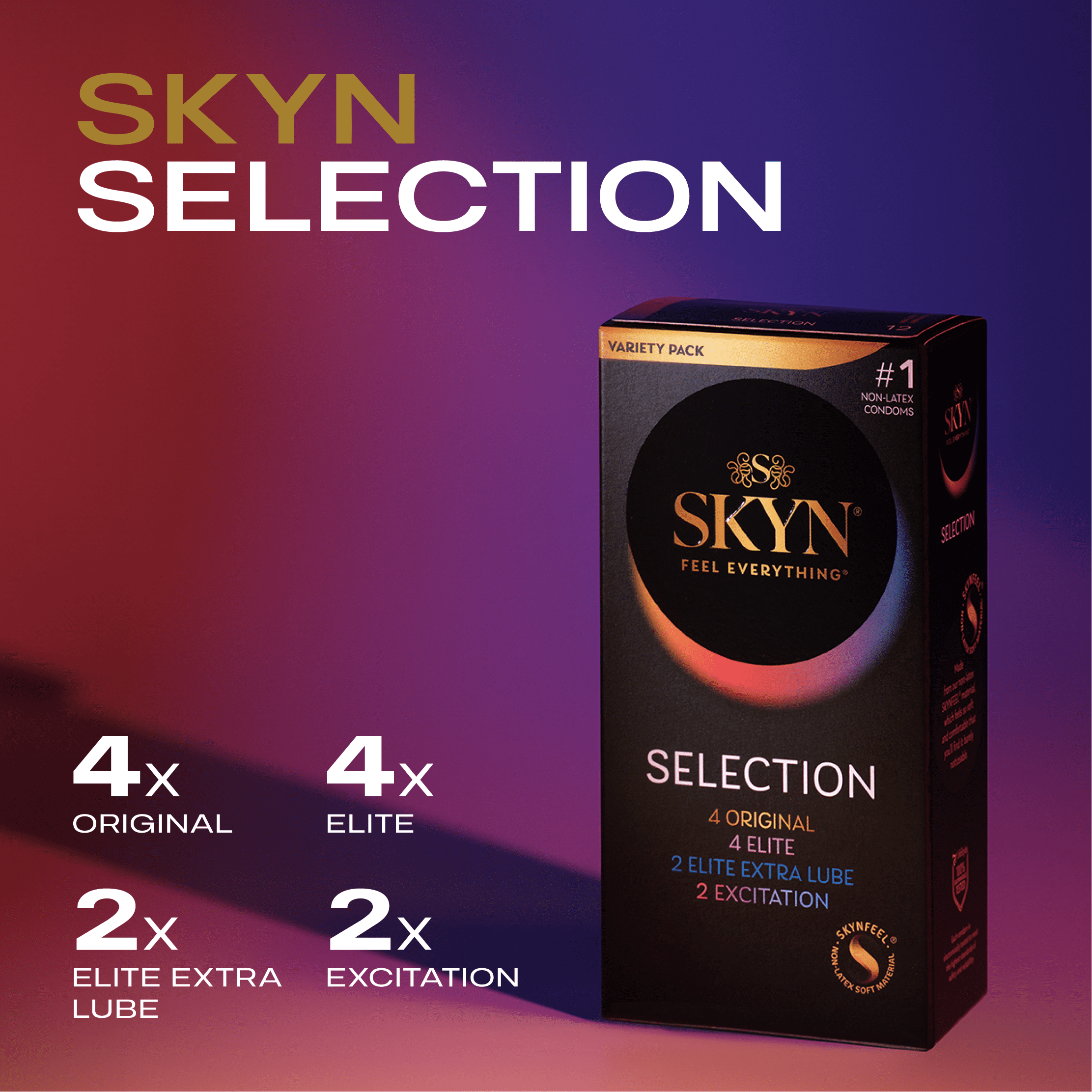 SKYN Selection Variety Pack Non-Latex Condoms, 12 Count
