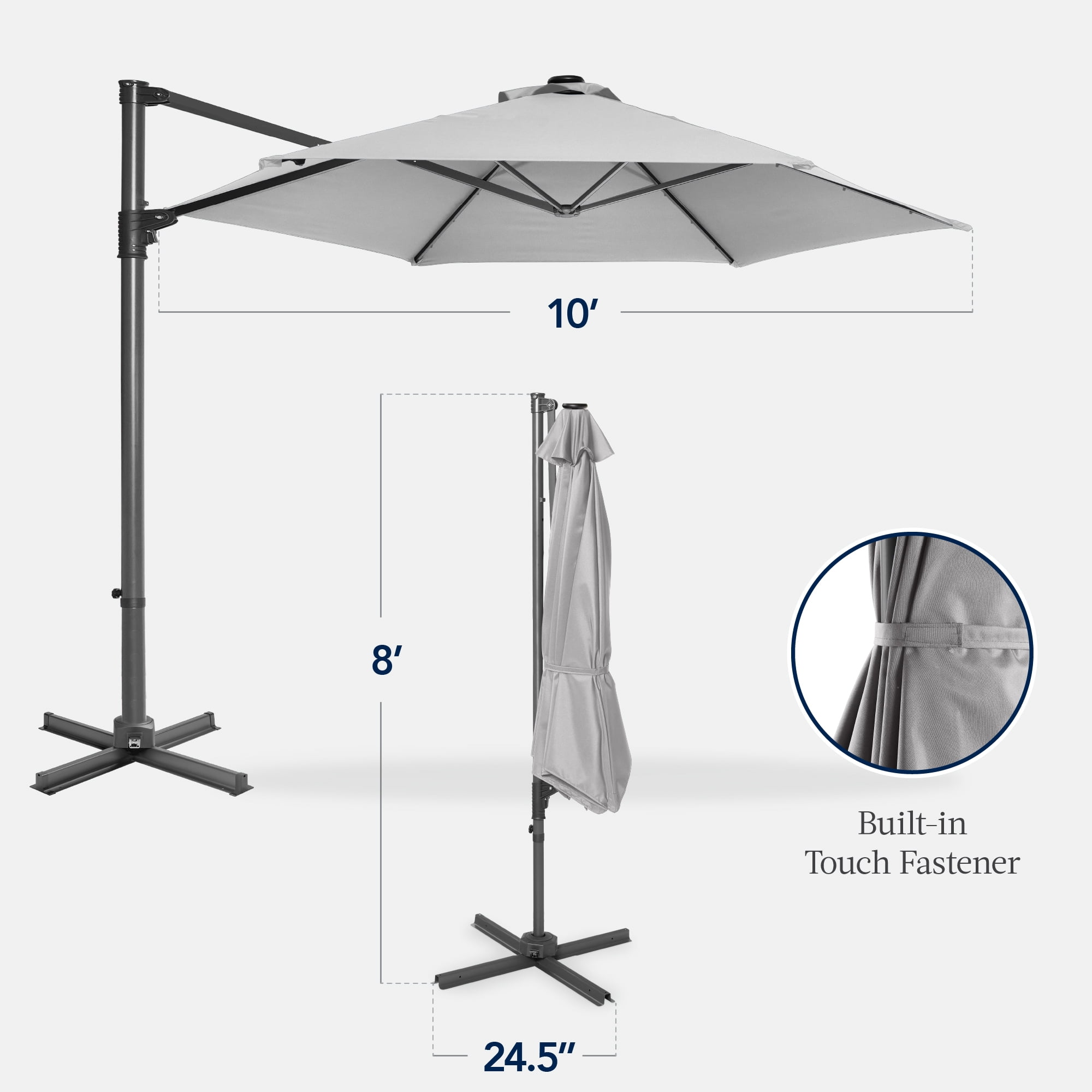 Best Choice Products 10ft 360 Rotating Cantilever Offset Hanging Patio Umbrella - Fog Gray