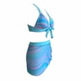thumbnail image 7 of Jacenvly Summer Swimsuit Women Cover up 3 Piece Skin-Friendly Surfing Swimwear Women'S Swimsuit Split Bikini Slings Swimsuit Fringe Beach Skirt Swim Srunks Three-Piece Set Sky Blue, 7 of 7