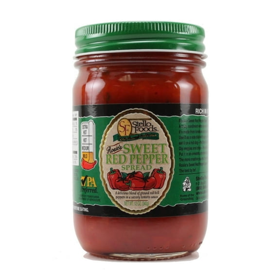 Stello Foods - Rosie's Sweet Pepper Spread 12 oz, Low Fat, Gluten Free, No Corn Syrups, Rich in Vitamin C, Cholesterol Free, Low Sodium, Low Carbohydrates, Vegan, Vegetarian, PA Preferred