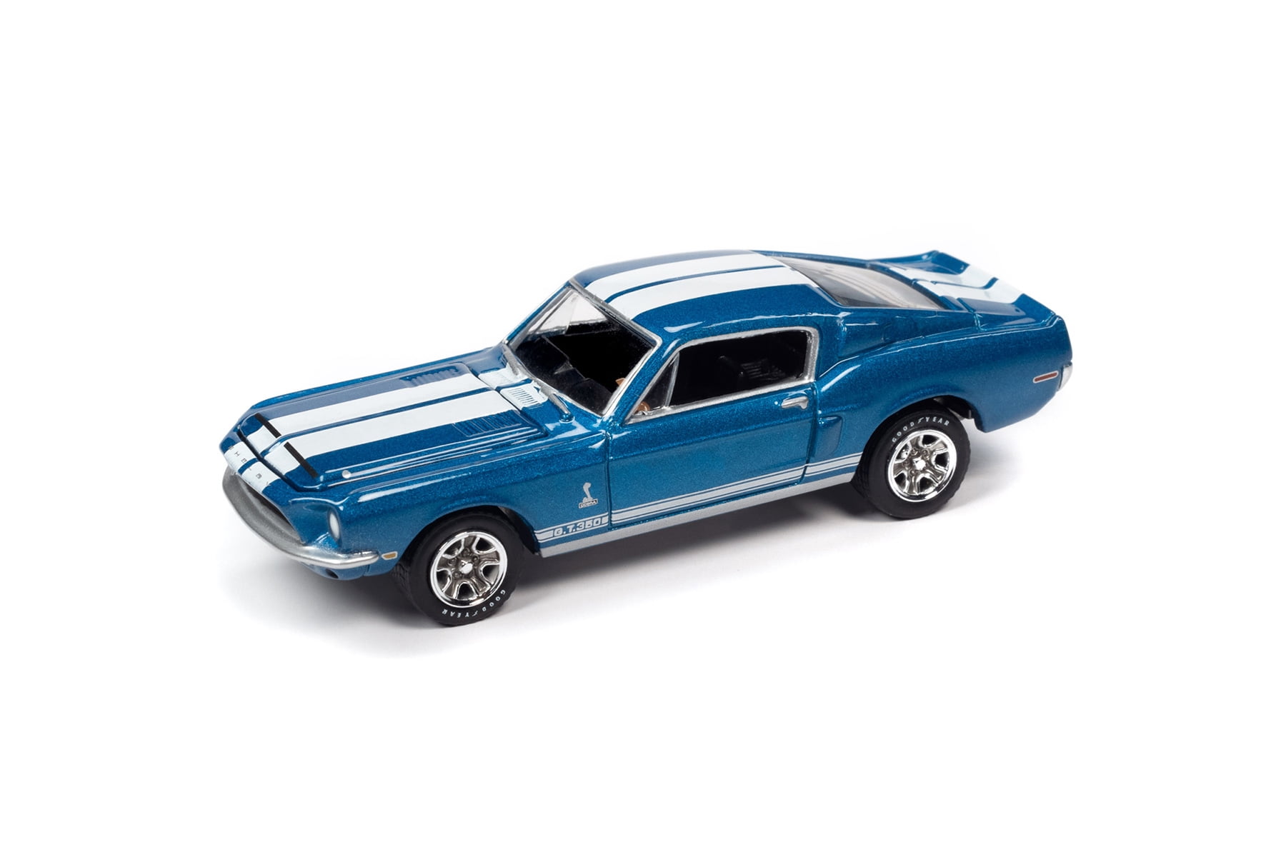 Johnny Lightning Turquoise 1965 FORD MUSTANG 2+2 Coupe Classic Gold Diecast Car 