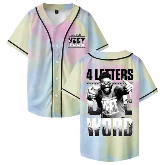 Jey Uso Four Letters One Word Yeet Baseball Jersey Short Sleeve Button-up Shirts Women Men Streetwear Tops