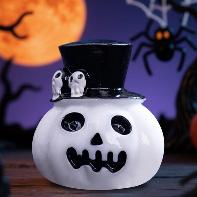 BKER Halloween Decorations Witch Pumpkin Resin Desktop Ornament Mini Craft For Living Room And Bedroom