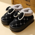 thumbnail image 3 of Zapatillas de algodón de invierno para mujer con lazos para parejas de otoño e invierno, uso doméstico en interiores, zapatillas de felpa de suela suave y gruesa para mujer, 3 of 5