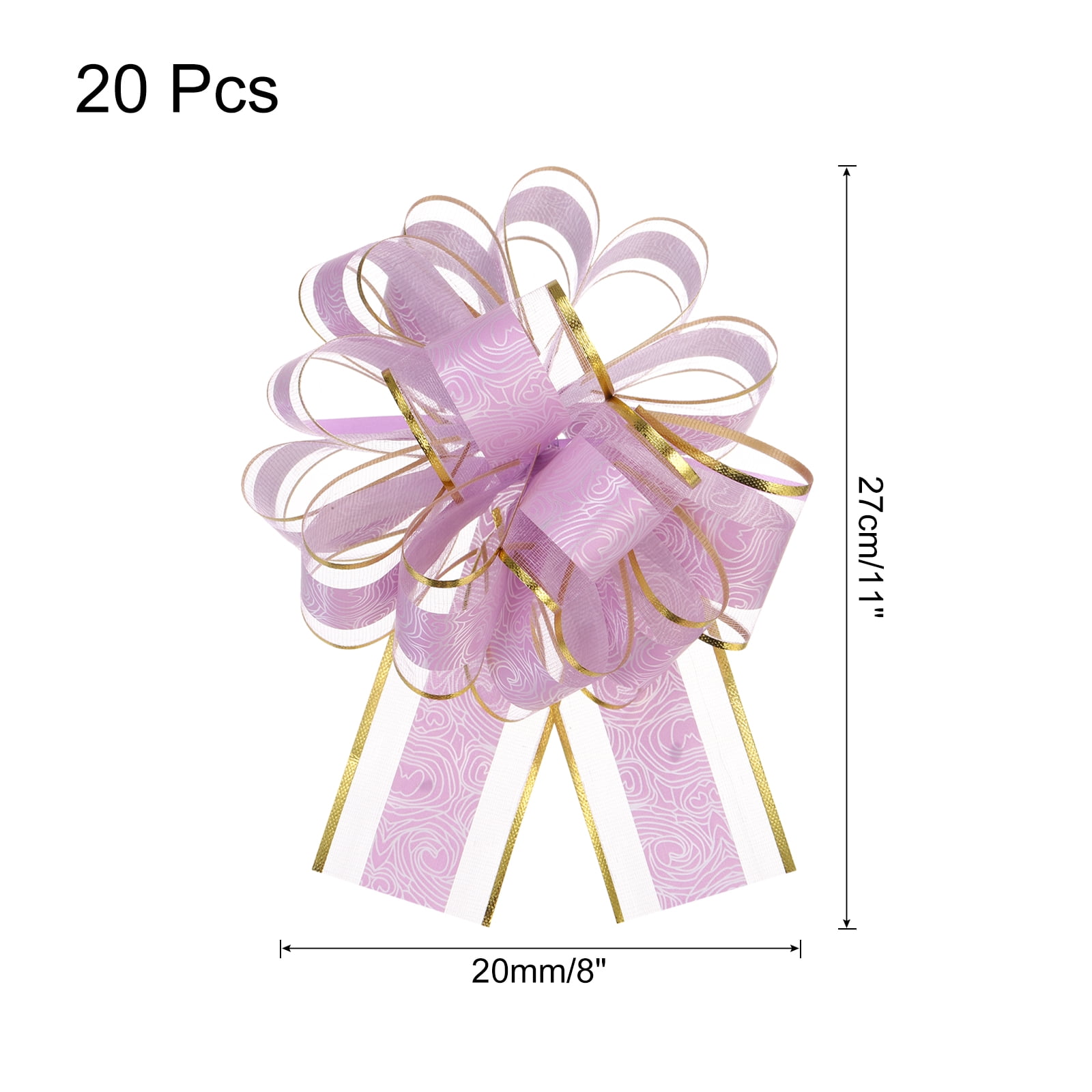 20pcs 8 Inch Large Pull Bow Gift Wrapping Bows Ribbon Organza Light Purple for Wedding Presents Christmas Party