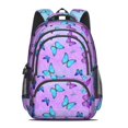 thumbnail image 2 of Butterfly and Blue Purple Pattern Backpack for School, Cute School Bag with Adjustable Shoulder Straps and Padded Back, 16.9"x12.6"x5.9", 2 of 4