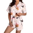 thumbnail image 2 of Summer Sales Womens Pajama Sets Satin Funny Pumpkin Print Fall Matching Loungewear Halloween Pajama Sets for Women 2 Piece, 2 of 7