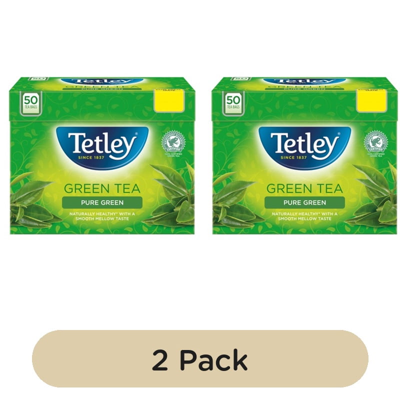 Tetley Pure Green Tea Bags 50's, British Import (Pack of 2)