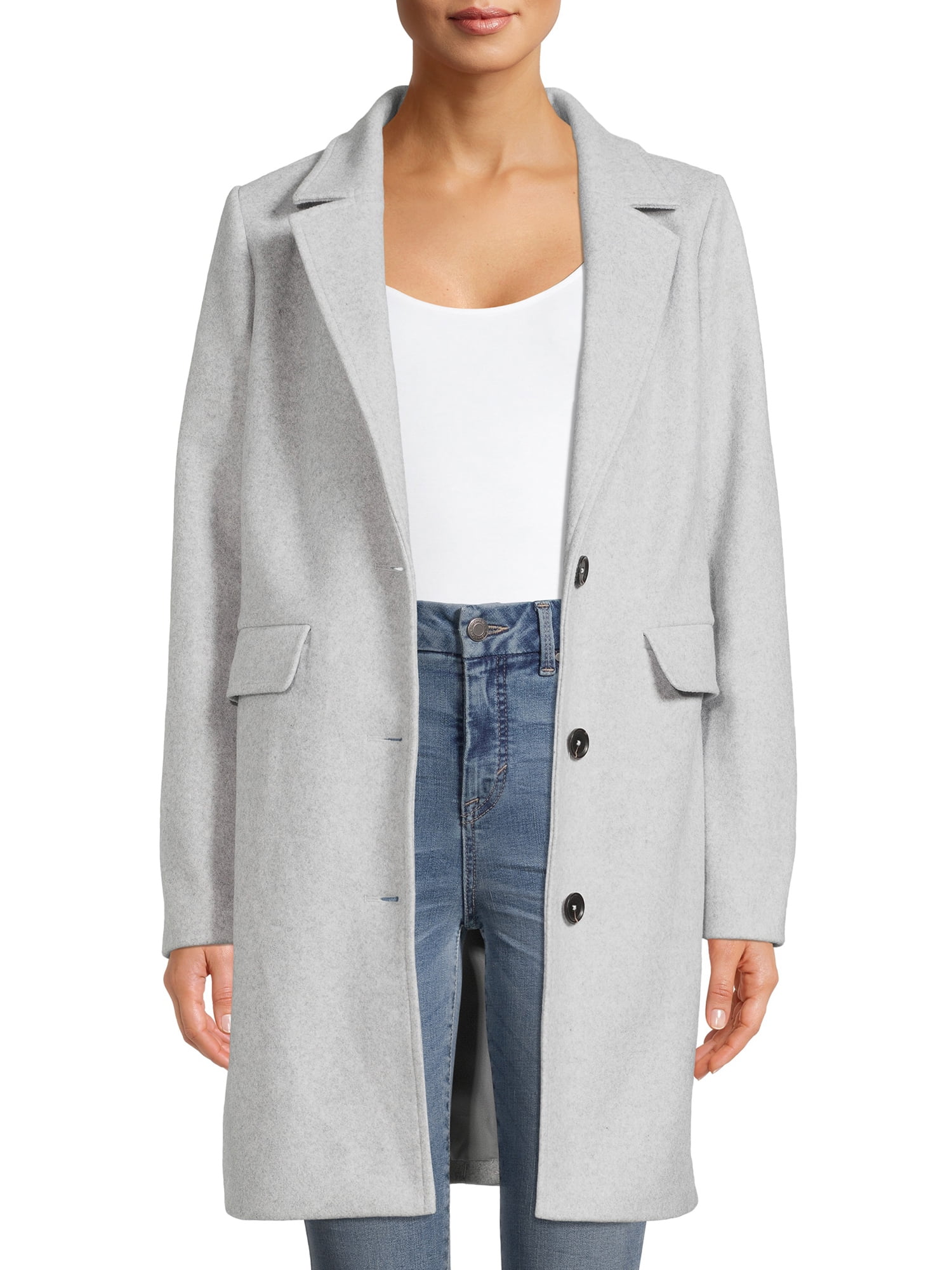 Time and Tru Women’s and Plus Faux Wool Dad Coat